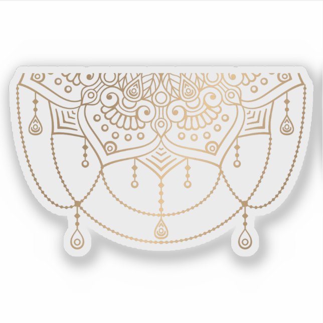 Sticker Mandala Retro tatouage en or dessiné à la main (Devant)
