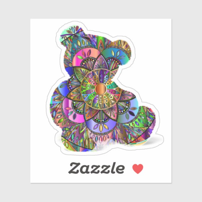 Sticker Mandala Teddy Bear (Feuille)