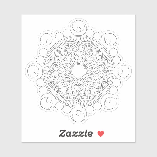 Sticker Mandala v2 géométrique noir (Feuille)