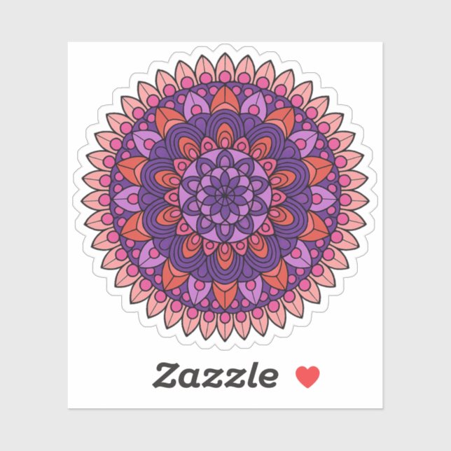 Sticker Mandala violet et rose (Feuille)