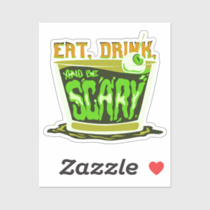 Sticker Mange boire et être effrayant Halloween Pun Funny