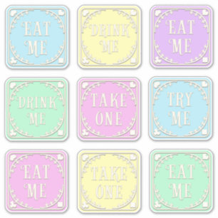 Sticker "Mange-moi" "Bois-moi" Wonderland Tea Party Whimsi