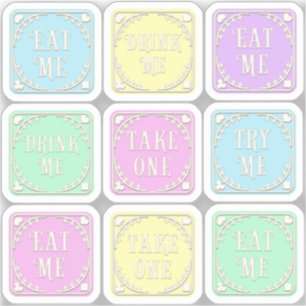 Sticker "Mange-moi" "Bois-moi" Wonderland Tea Party Whimsi