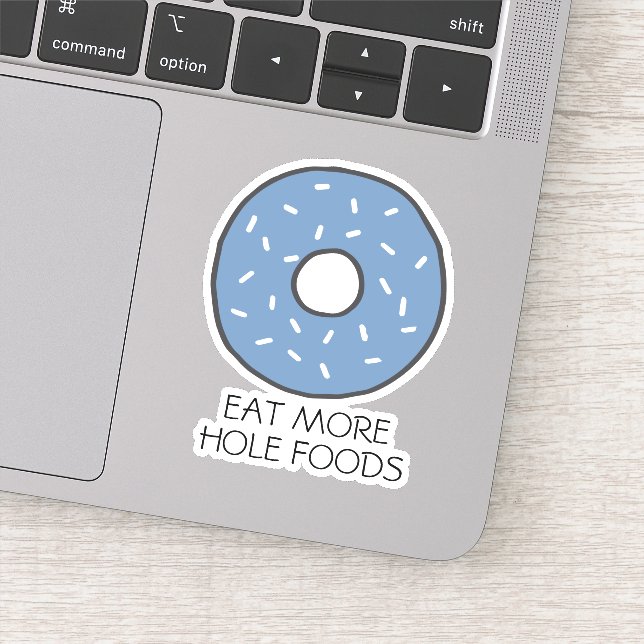 Sticker Mangez Plus Hole Foods Drôle Food Pun Blue Donut (Détail)