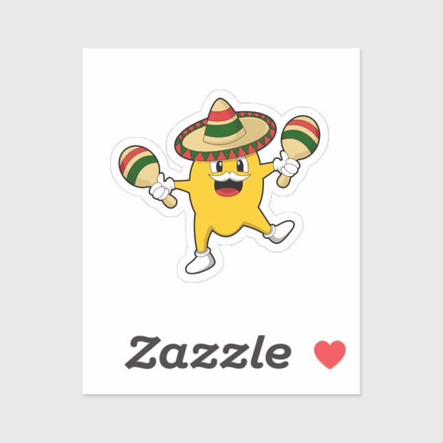 Sticker Mango as Musician with Maraca (Feuille)