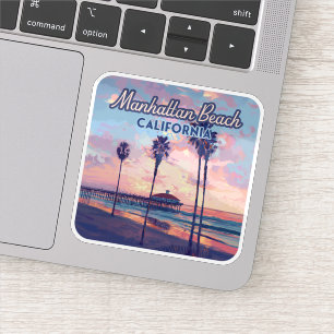 Sticker Manhattan Beach Californie Los Angeles Retro