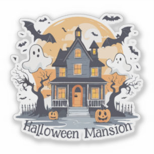 Sticker Manoir d'Halloween éffrayant