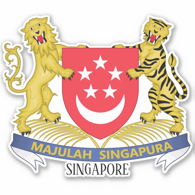 Sticker Manteau National De Singapour Patriotique (Devant)
