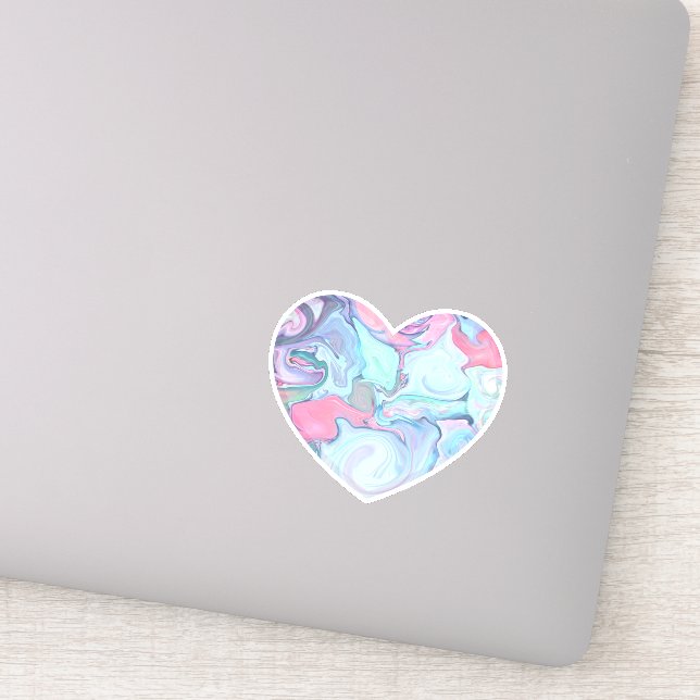 Sticker Marbre rose et bleu Coeur texturé Vinyl (Détail)