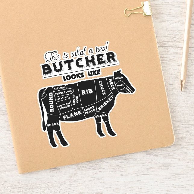 Sticker Marché de la viande et Boucher Travailleur Drôle C (Carnet)