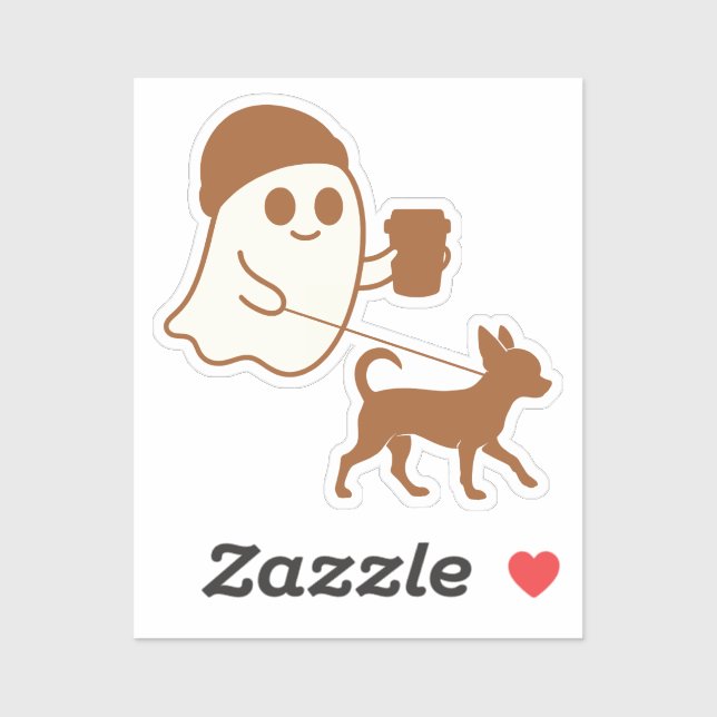 Sticker Marche du fantôme mignon Chihuahua (Feuille)