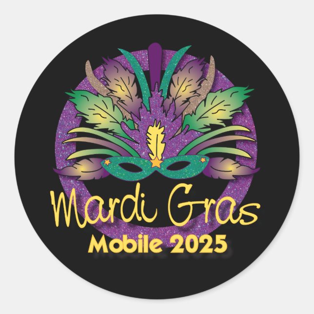 Sticker Mardi Gras Mask -2025 - Mobile, AL (Devant)