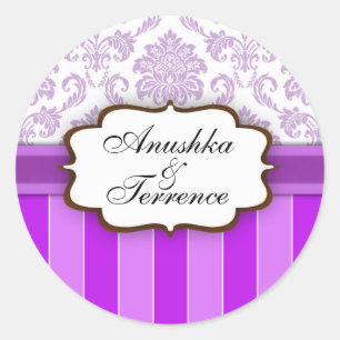 Sticker Mariage à bande de Damas violet