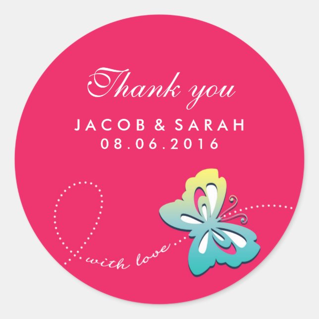 Sticker Mariage à bouton rose chaud (Devant)