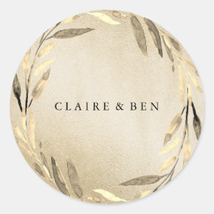 Sticker Mariage à feuille dorée moderne
