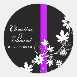 Sticker Mariage à fleurs noir et blanc