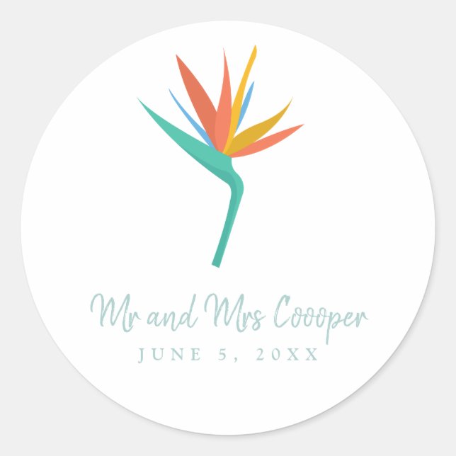 Sticker Mariage à fleurs tropicales Oiseau du Para (Devant)