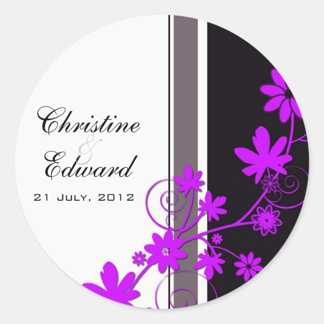 Sticker Mariage à fleurs violettes (Devant)