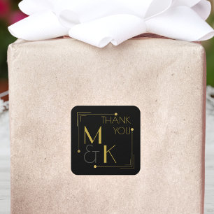 Sticker Mariage Art déco en Merci d'or noir