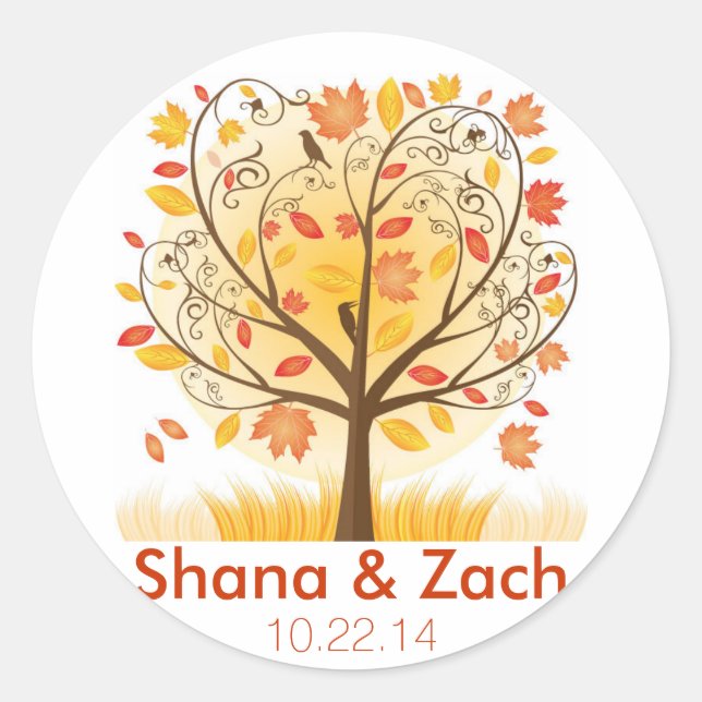 Sticker Mariage Automne Arbre - Étiquettes de mari (Devant)