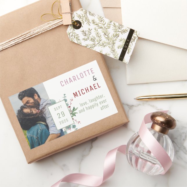 Sticker Mariage aux Berries rouges et Eucalyptus (Cadeaux)