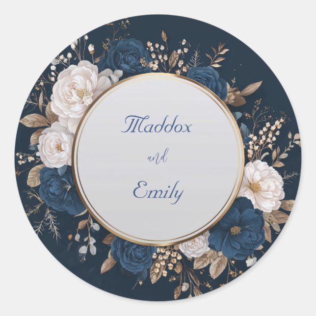 Sticker Mariage bleu et blanc de la marine (Devant)
