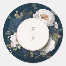 Sticker Mariage bleu Peony de minuit
