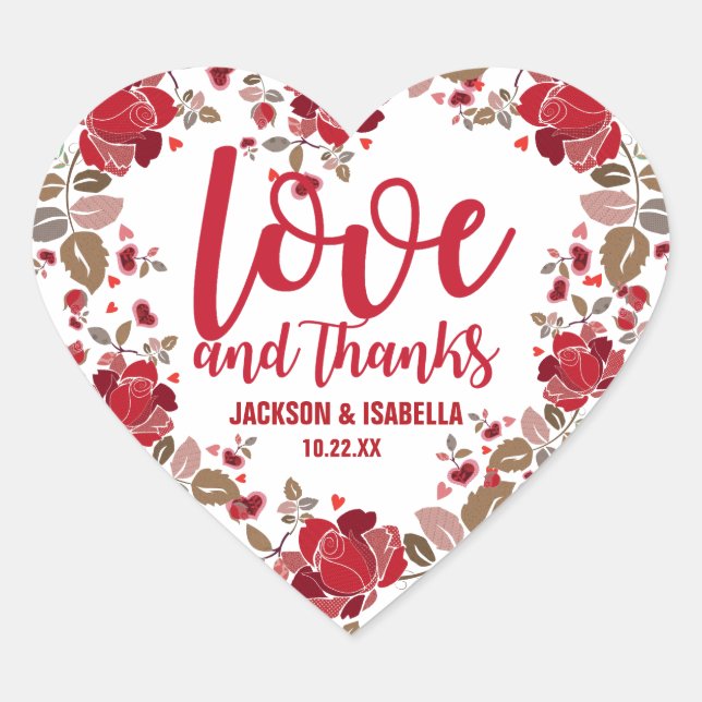 Sticker Mariage Boho Love & Rose Merci Coeur (Devant)