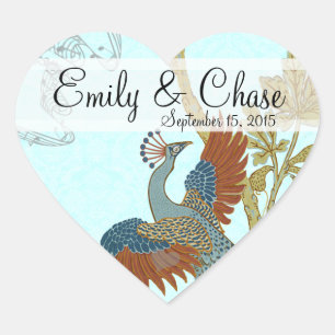 Sticker Mariage Bourgogne et Turquoise Peacock