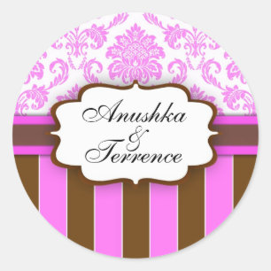 Sticker Mariage Brown en damas rose