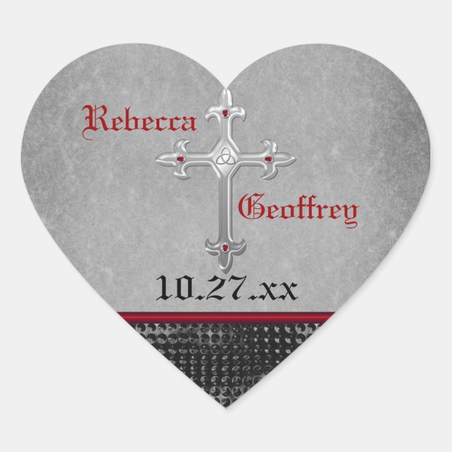 Sticker Mariage Celtic Cross Rouge, Noir, Gris (Devant)