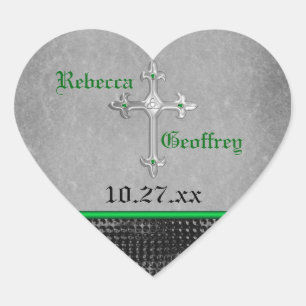 Sticker Mariage Celtic Cross Vert, Noir, Gris