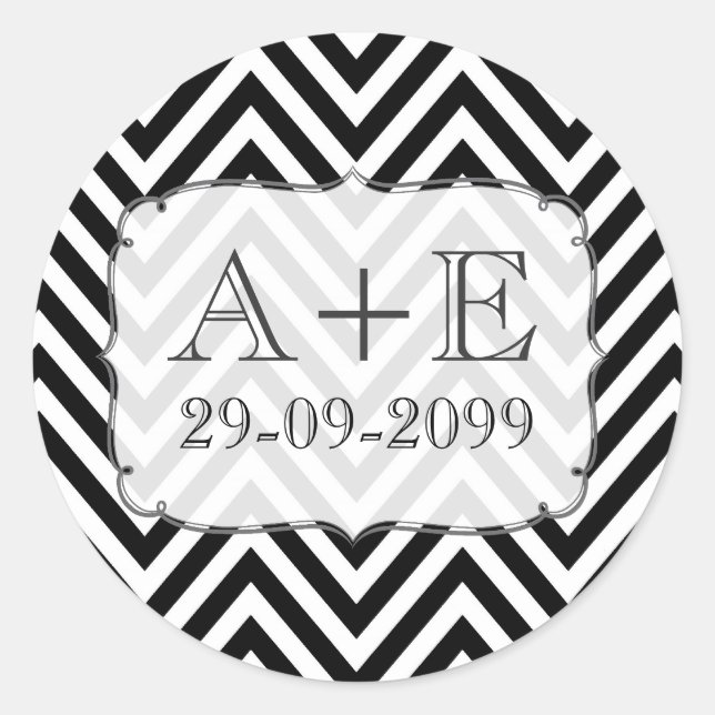 Sticker Mariage Chevron noir et blanc (Devant)