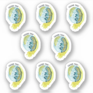 Sticker Mariage Chic Merci Art Abstrait Aquarelle