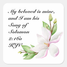 Sticker Mariage chrétien - Magnolias aquarelles