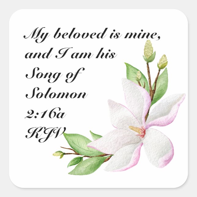 Sticker Mariage chrétien - Magnolias aquarelles (Devant)