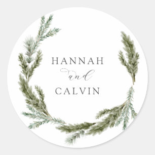 Sticker Mariage Classic Rond Winter Greenery