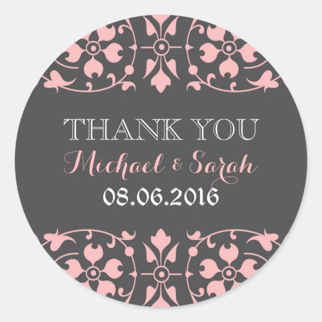Sticker Mariage classique victorien gris rose (Devant)