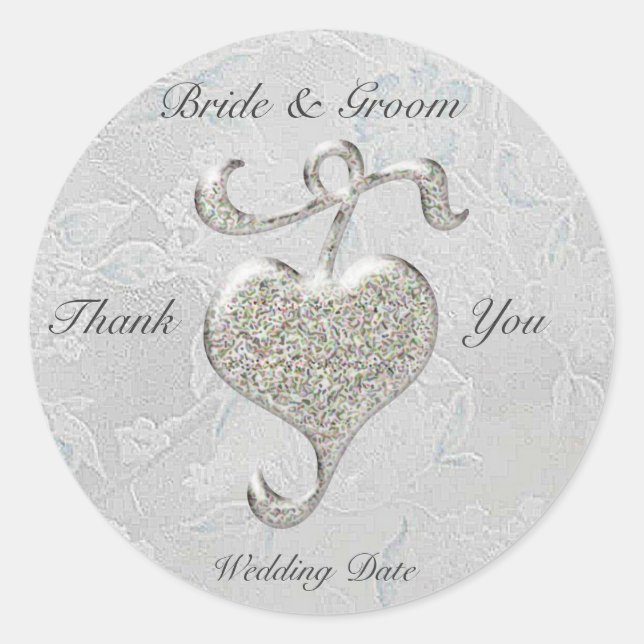 Sticker Mariage Coeur Argent (Devant)