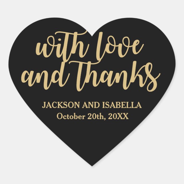 Sticker Mariage Coeur Noir personnalisé avec texte (Devant)