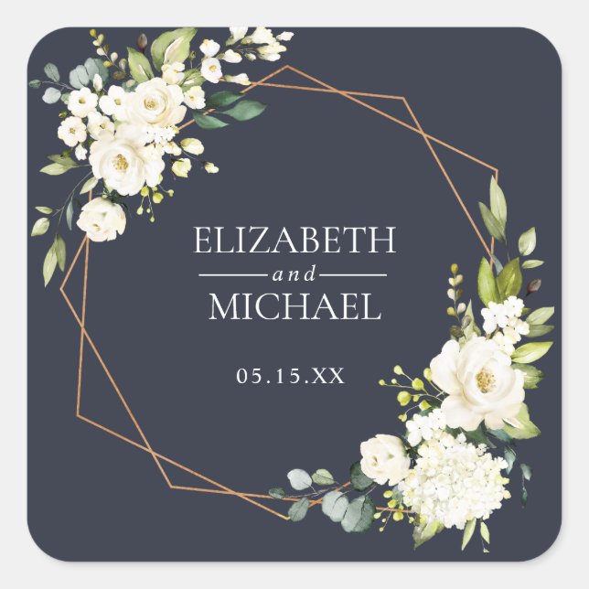 Sticker Mariage Cuivre Géométrique Bleu Blanc Flor (Devant)