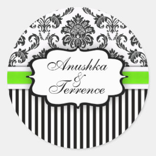 Sticker Mariage Damask noir et vert