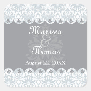 Sticker Mariage damassé Gris À Pâte