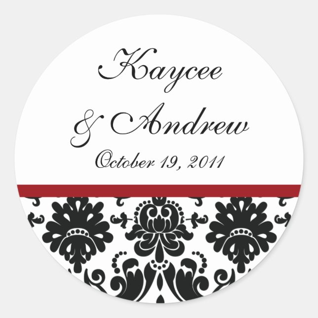 Sticker Mariage damassé noir et rouge (Devant)