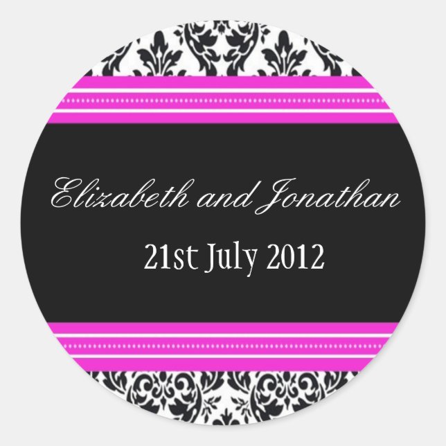Sticker Mariage damassé rose et noir (Devant)