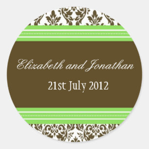 Sticker Mariage damassé vert et Brown