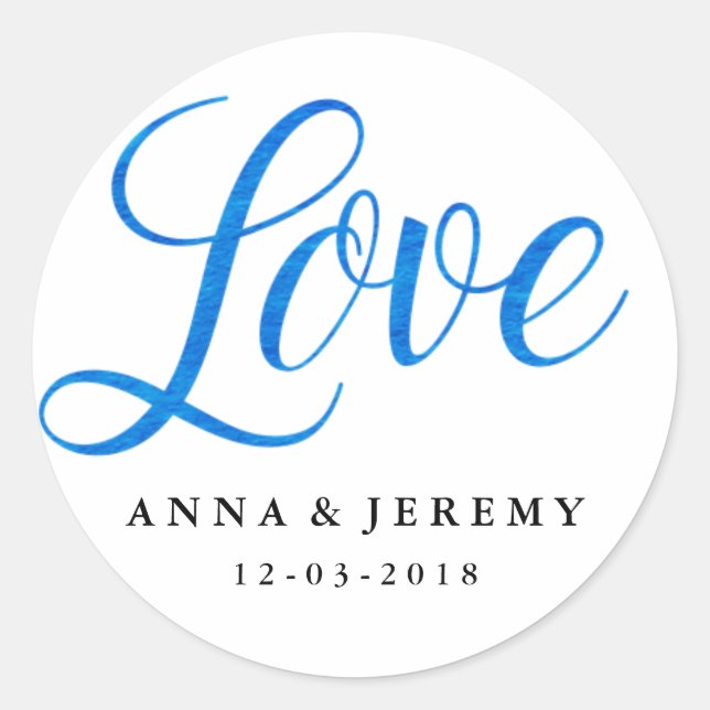 Sticker Mariage d'Aquarelle Bleu Amour (Devant)