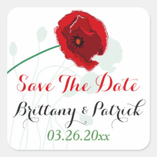 Sticker Mariage de 1,5 po 2   Red Poppy   Noir, Ve
