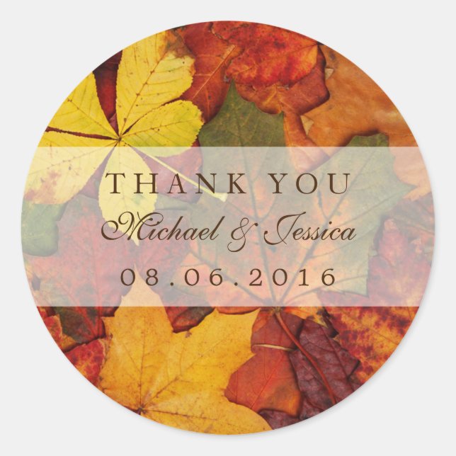 Sticker Mariage de automne feuille sèches Merci (Devant)