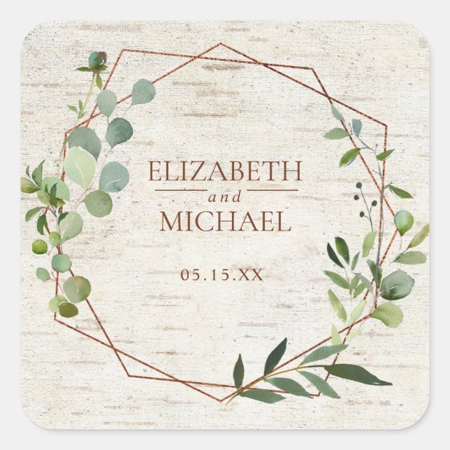 Sticker Mariage de bouleau Eucalyptus géométrique  (Devant)